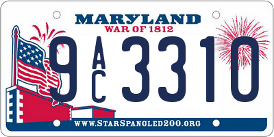 MD license plate 9AC3310