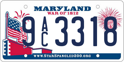 MD license plate 9AC3318