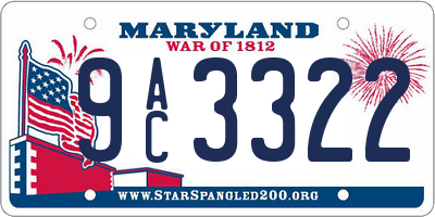 MD license plate 9AC3322