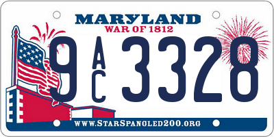 MD license plate 9AC3328