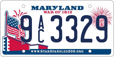 MD license plate 9AC3329