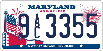 MD license plate 9AC3355