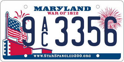 MD license plate 9AC3356