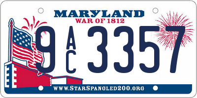 MD license plate 9AC3357