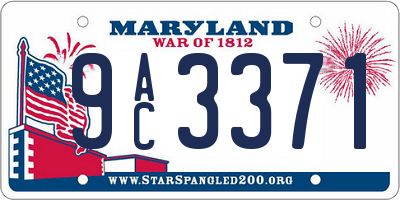 MD license plate 9AC3371