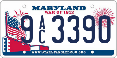 MD license plate 9AC3390