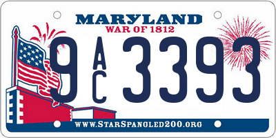 MD license plate 9AC3393