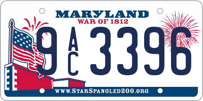 MD license plate 9AC3396