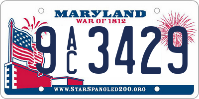 MD license plate 9AC3429