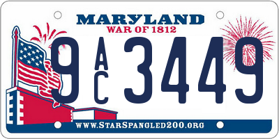 MD license plate 9AC3449