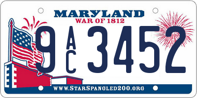 MD license plate 9AC3452