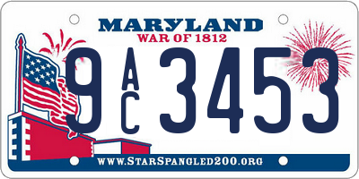 MD license plate 9AC3453