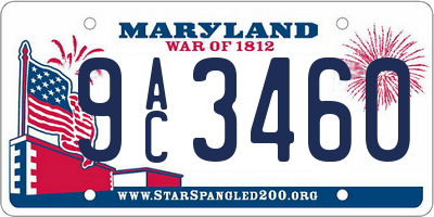 MD license plate 9AC3460