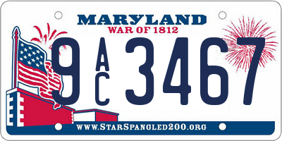 MD license plate 9AC3467