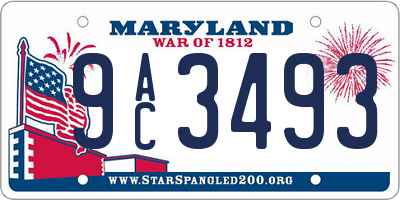 MD license plate 9AC3493