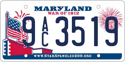 MD license plate 9AC3519