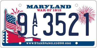 MD license plate 9AC3521