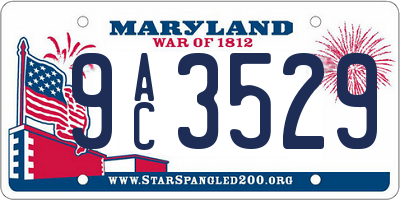 MD license plate 9AC3529