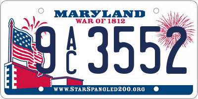 MD license plate 9AC3552