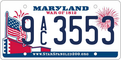 MD license plate 9AC3553