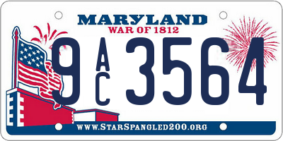 MD license plate 9AC3564