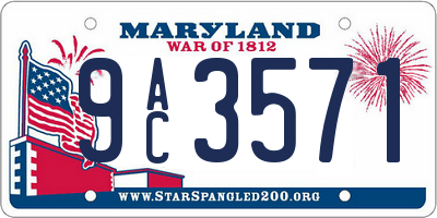 MD license plate 9AC3571