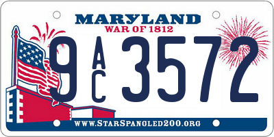 MD license plate 9AC3572