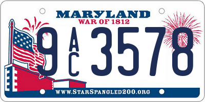 MD license plate 9AC3578