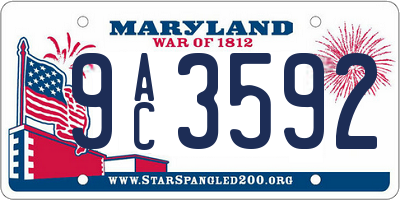 MD license plate 9AC3592