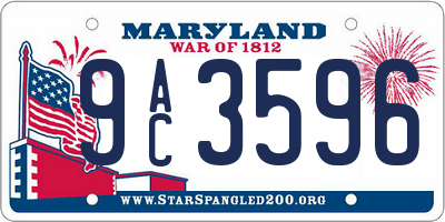 MD license plate 9AC3596