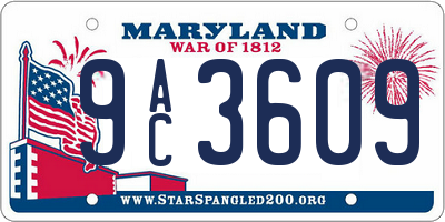 MD license plate 9AC3609