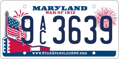 MD license plate 9AC3639