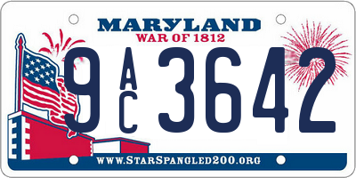 MD license plate 9AC3642