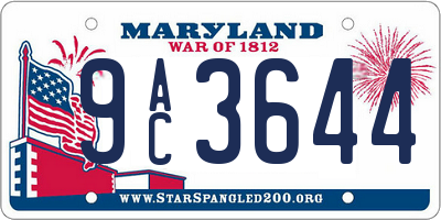MD license plate 9AC3644