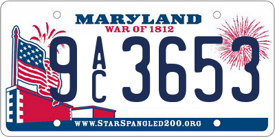 MD license plate 9AC3653
