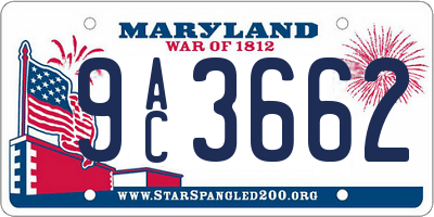 MD license plate 9AC3662