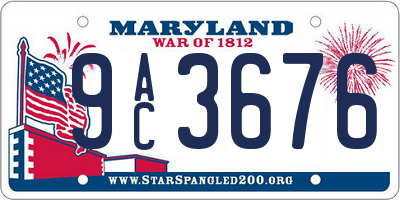 MD license plate 9AC3676