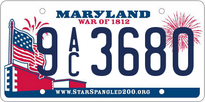 MD license plate 9AC3680