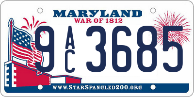 MD license plate 9AC3685