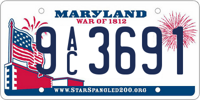 MD license plate 9AC3691