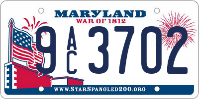 MD license plate 9AC3702