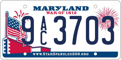 MD license plate 9AC3703
