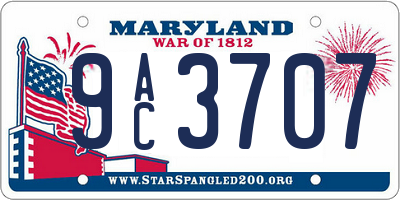 MD license plate 9AC3707