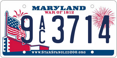 MD license plate 9AC3714