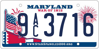 MD license plate 9AC3716