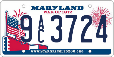 MD license plate 9AC3724