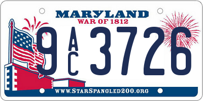 MD license plate 9AC3726