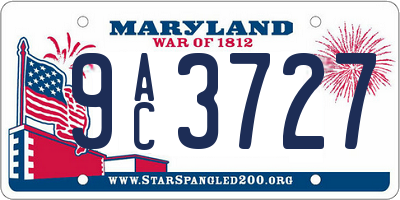 MD license plate 9AC3727