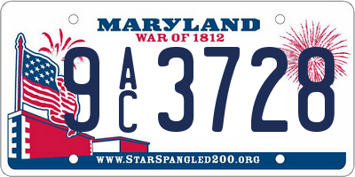 MD license plate 9AC3728