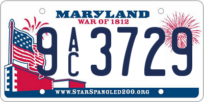 MD license plate 9AC3729